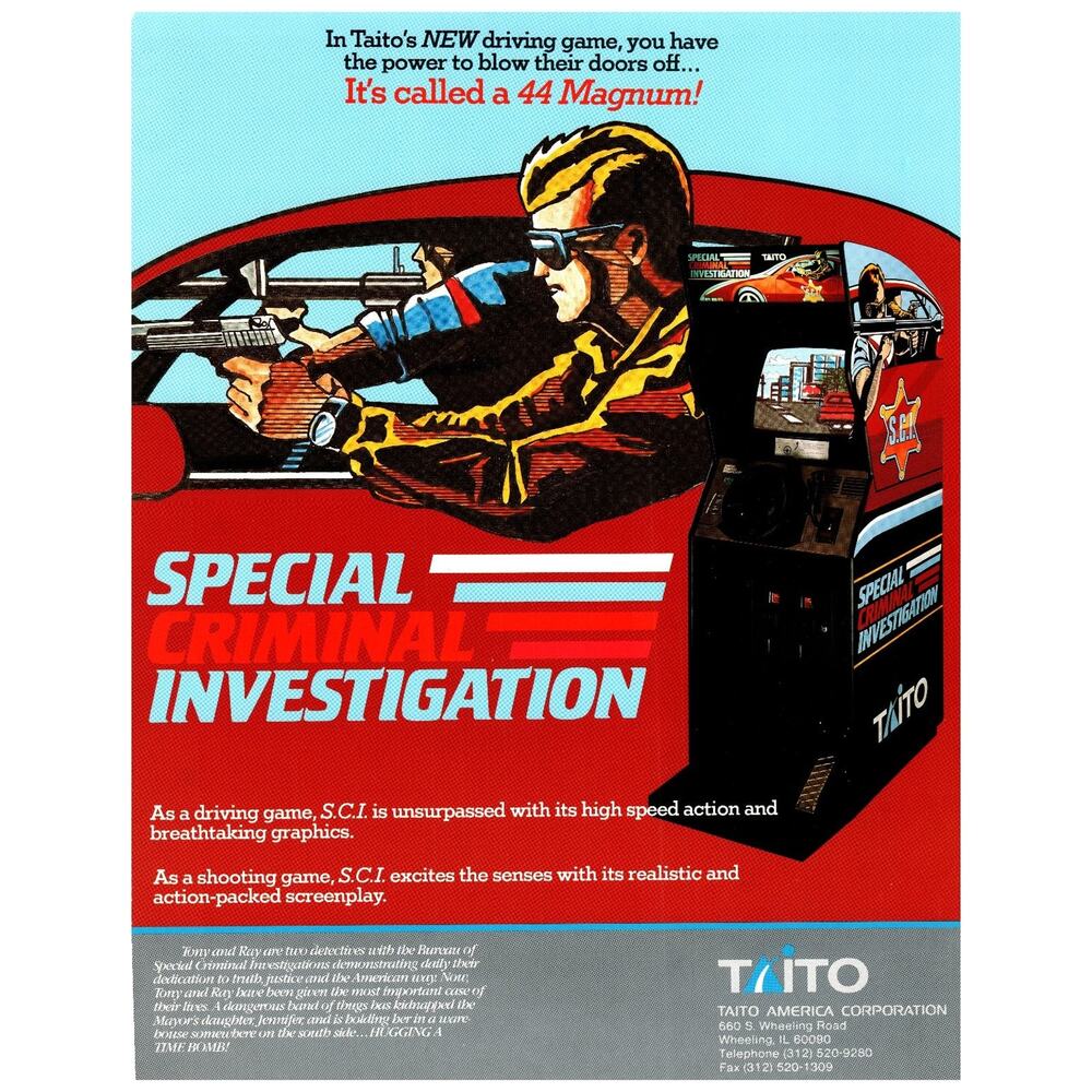 Taito Video Game Ad Special Criminal Investigation 1989 Arcade